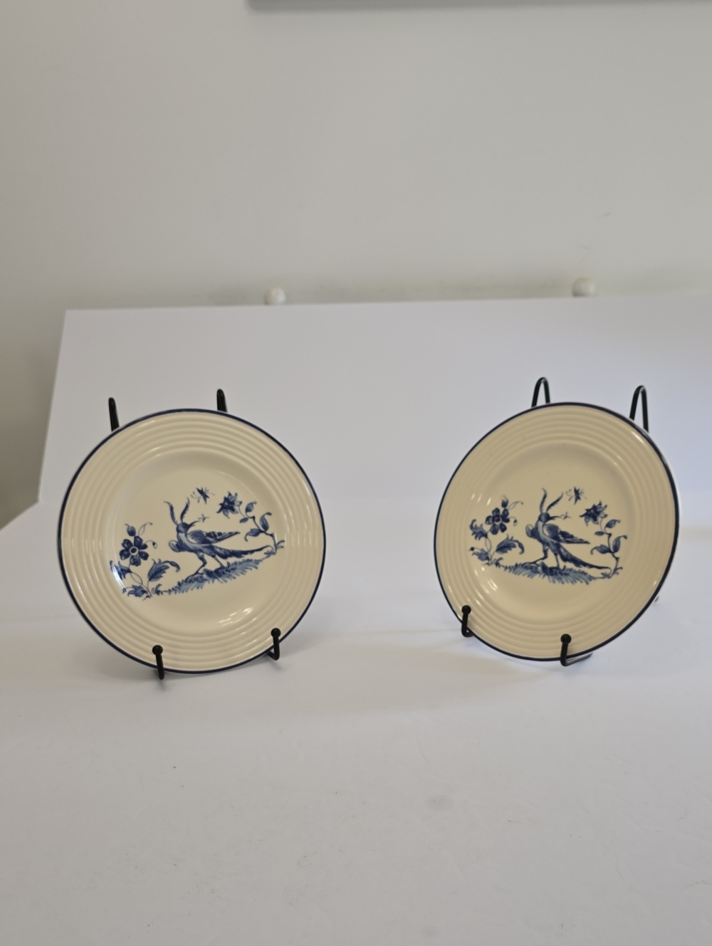 Vintage Varages France  Set Of 2 Vieux Provence Salad Plates Blue Bird Floral